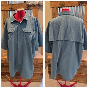 2X Fishing Shirt Short Sleeve Spruce Green Eddie Bauer PFG